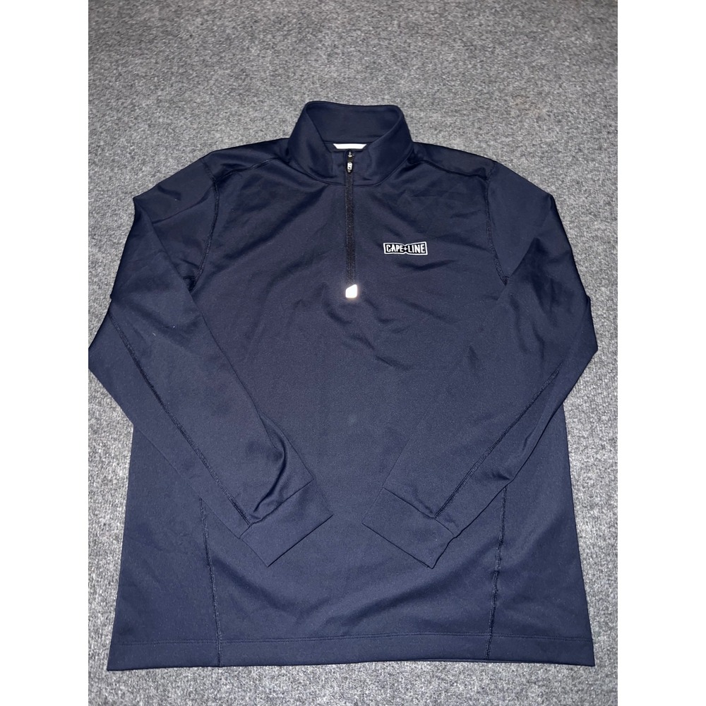 Cutter & Buck Mens Cape Line Quarter Zip Pullover Navy Blue Large UPF 50+